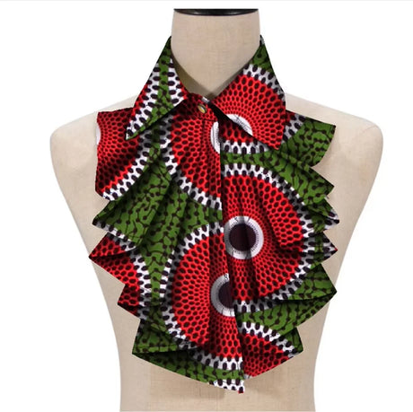 African Collars Blouse Bow green red