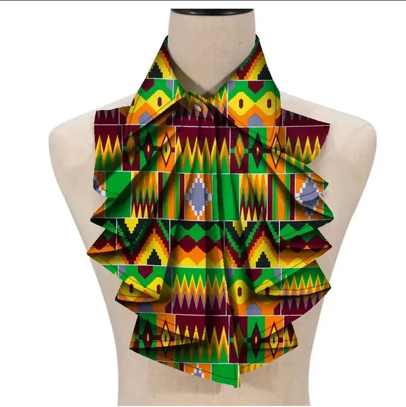 African Collars Blouse Bow green red yellow