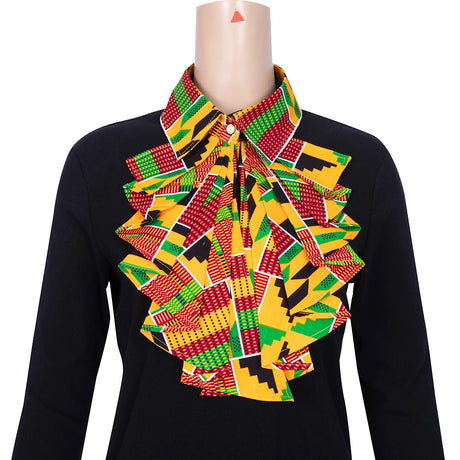 African Collars Blouse Bow green red yellow