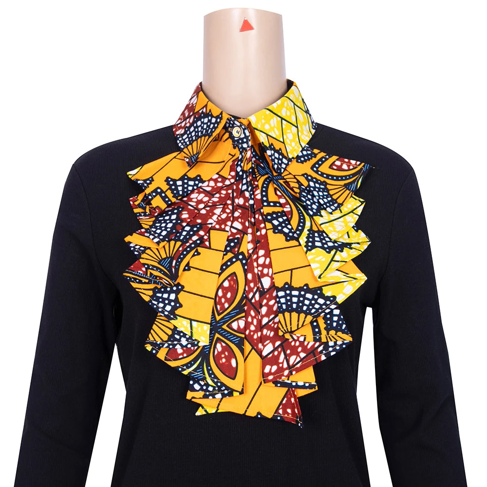 African Collars Blouse Bow yellow red