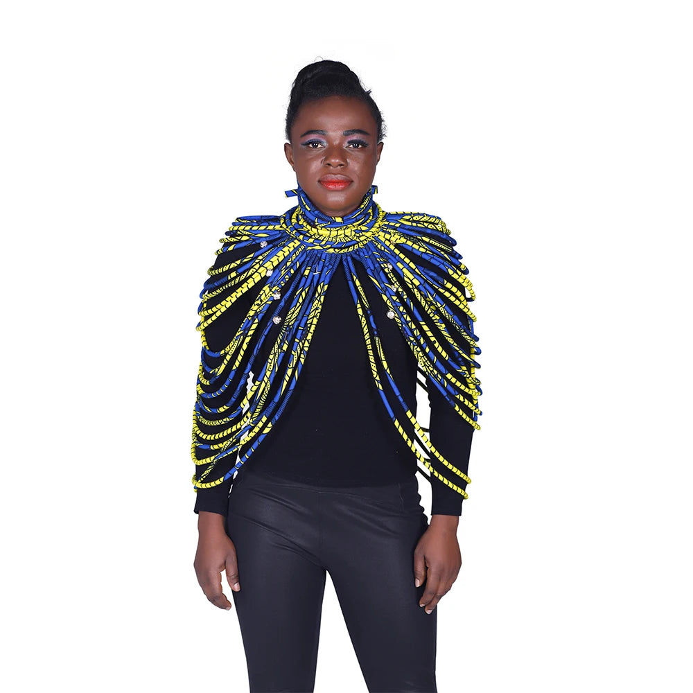 Model using African Colorful Multi Strand Necklace