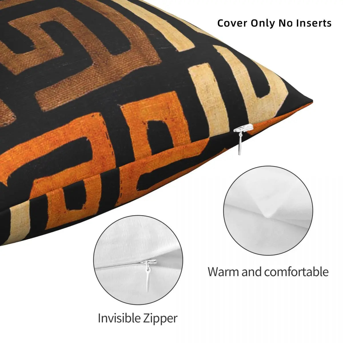 African fabric art polyester pillowcase with zipper closure