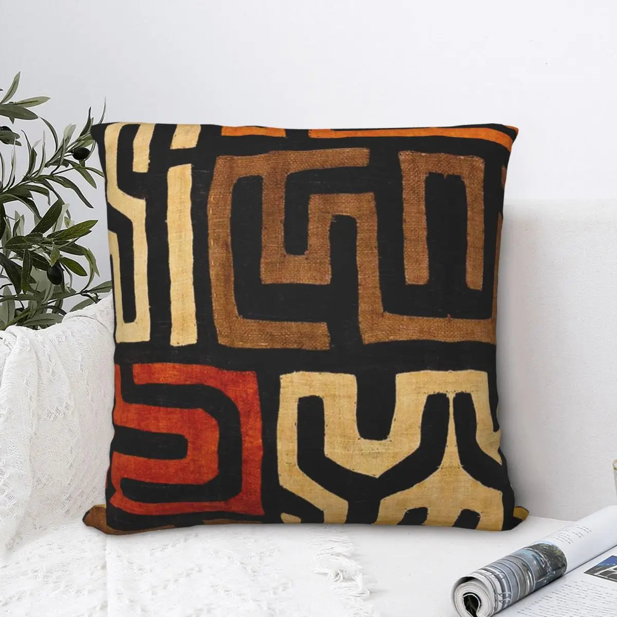 African fabric art polyester pillowcase with zipper closure