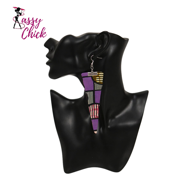 African Fabric Earrings Handmade Sassy Chick Logo