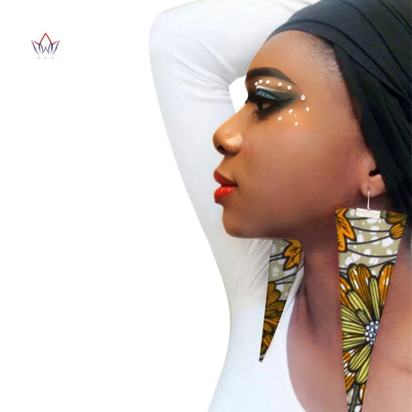 floral design African Fabric Earrings Handmade