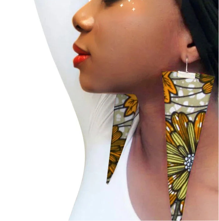 floral design African Fabric Earrings Handmade