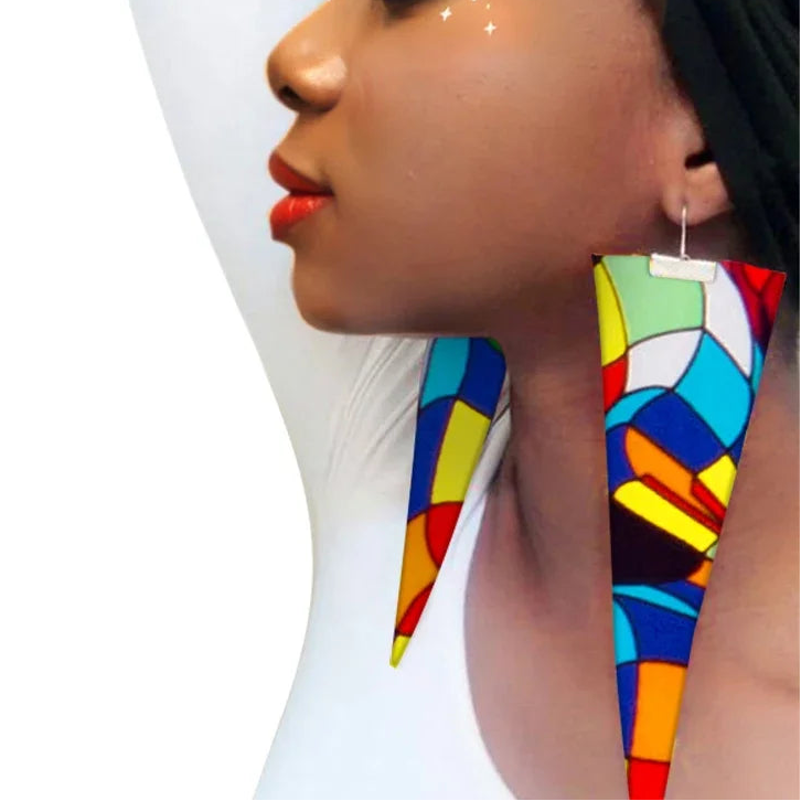 multi color African Fabric Earrings Handmade