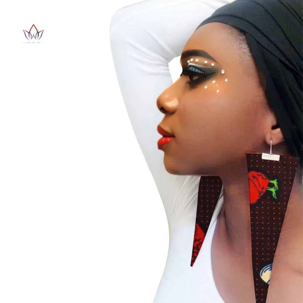 dark brown African Fabric Earrings Handmade