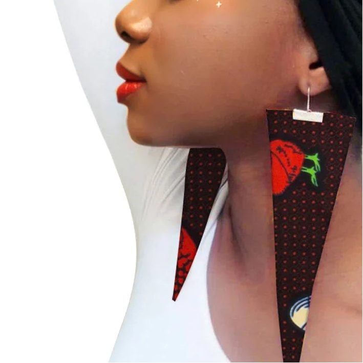 dark brown African Fabric Earrings Handmade