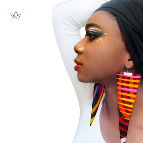 multi color African Fabric Earrings Handmade