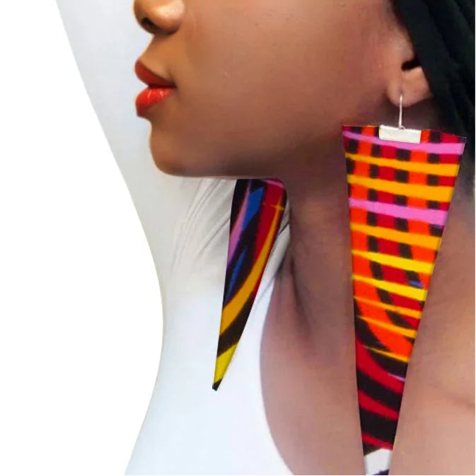 multi color African Fabric Earrings Handmade