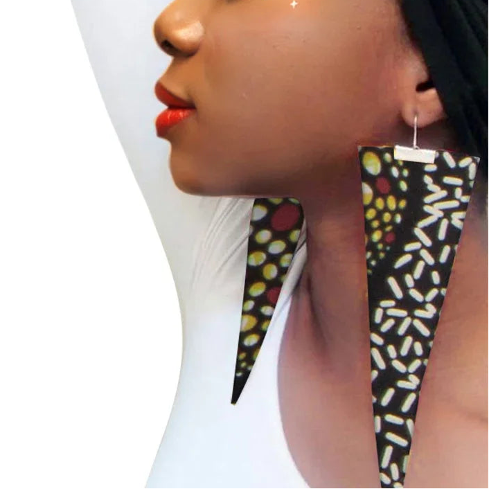 dot design African Fabric Earrings Handmade