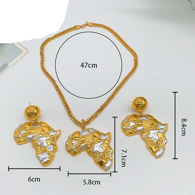Size of African Map Dubai 18K Gold Plated Jewelry Set