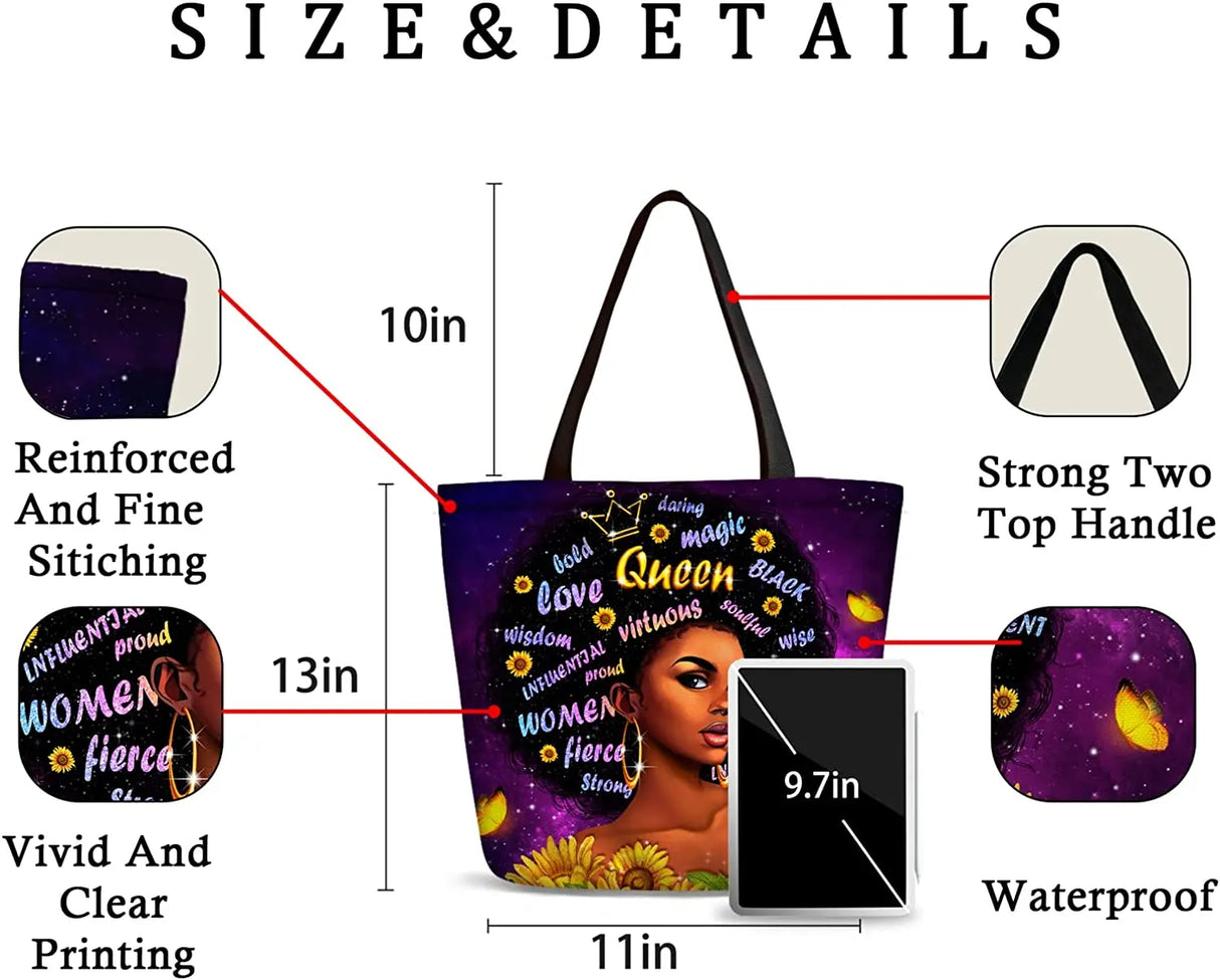 African Queens Face Printed Tote Bags