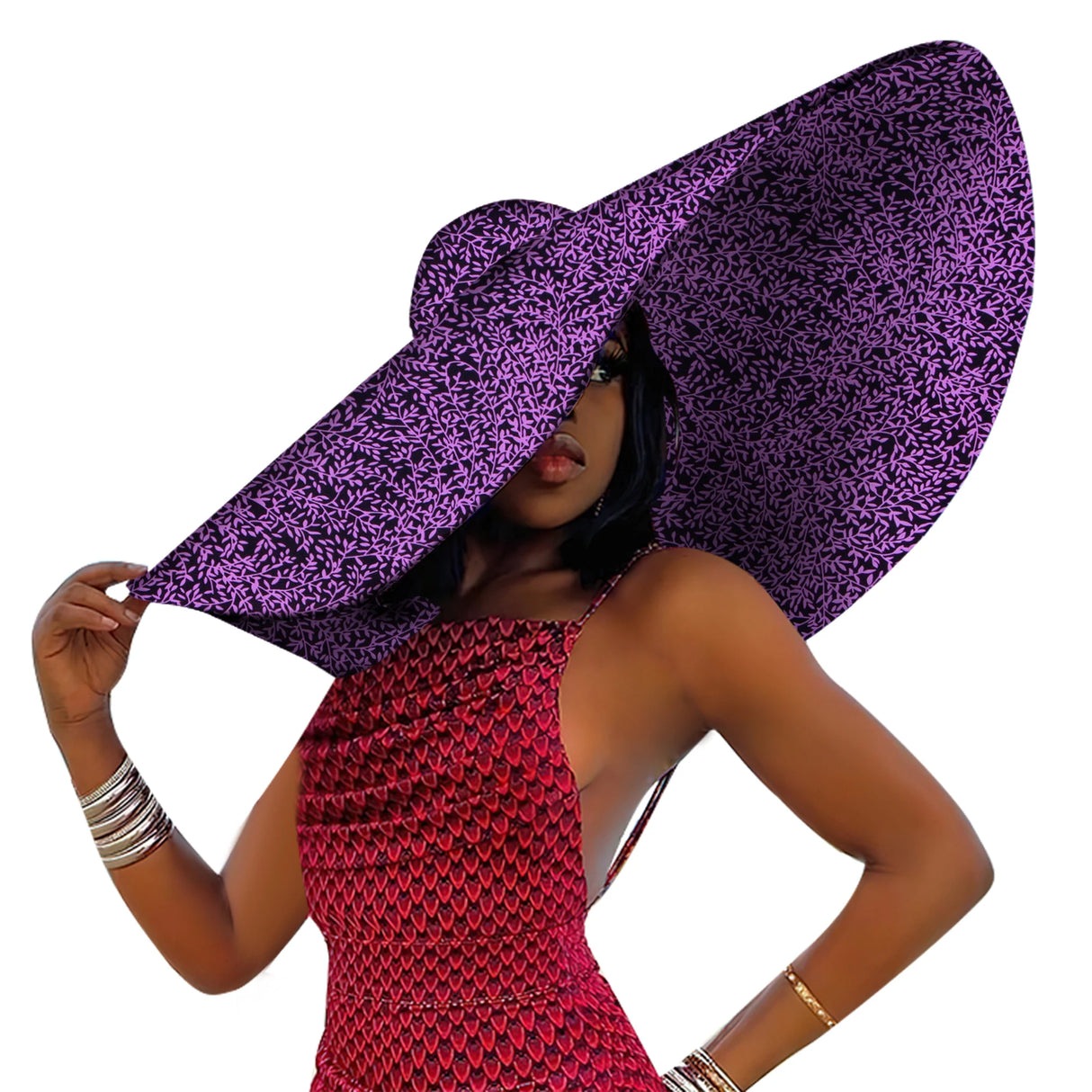 Purple African Women Summer Beach Hats Large Brim