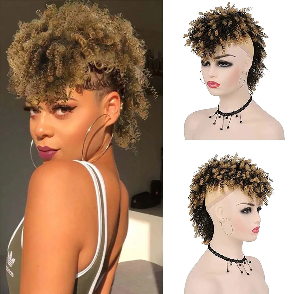 Ash Blonde Afro High Puff Synthetic Short Kinky Curly Ponytails