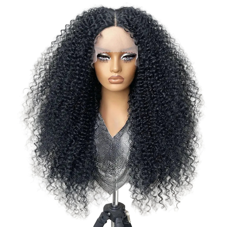 Black Afro Kinky Curly Lace Synthetic Wigs