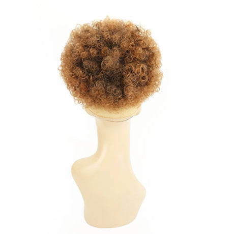 Afro Puff Curly Hair Buns Ponytail Synthetic Wig brown