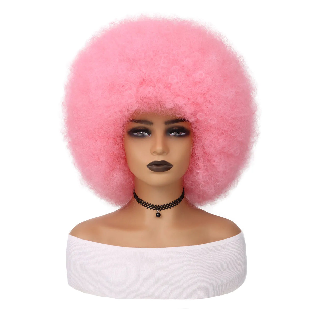 Pink Afro Short Curly Kinky for Black Women Synthetic Wigs