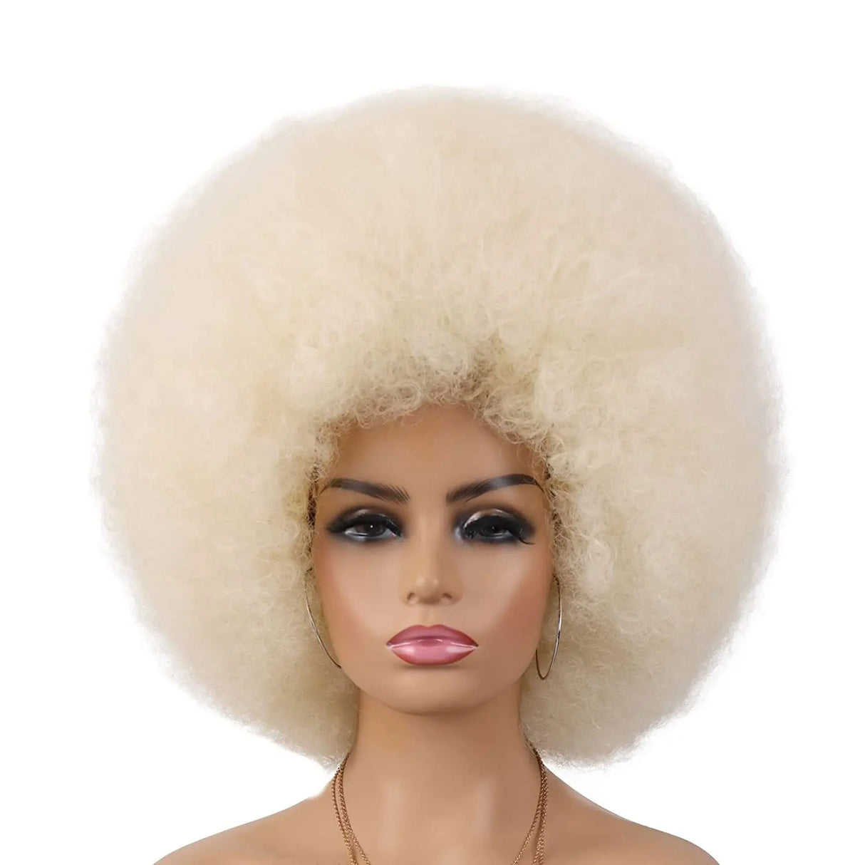 White Afro Short Curly Kinky for Black Women Synthetic Wigs