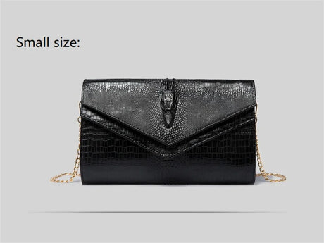 Alligator Pattern Leather Clutch Bag black small