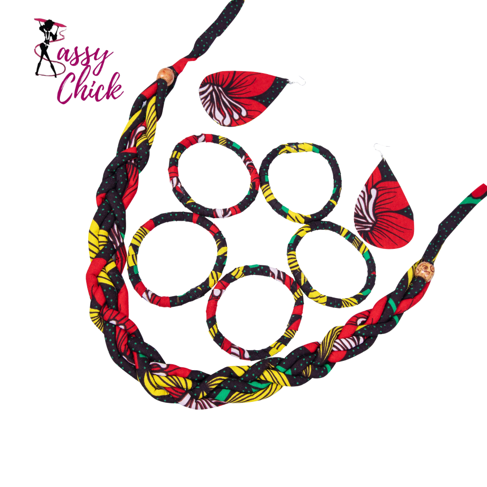 Ankara Bangles Earrings and Necklaces Set Sassy Chick Logo