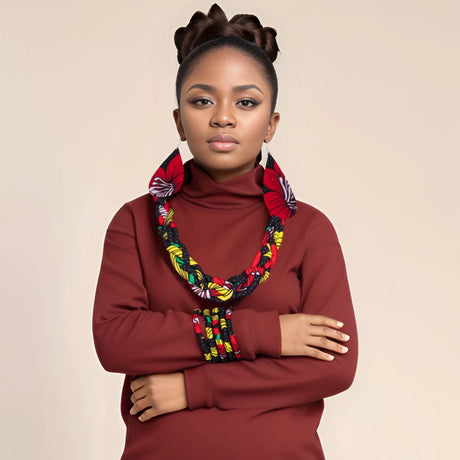Model using Ankara Bangles Earrings and Necklaces Set