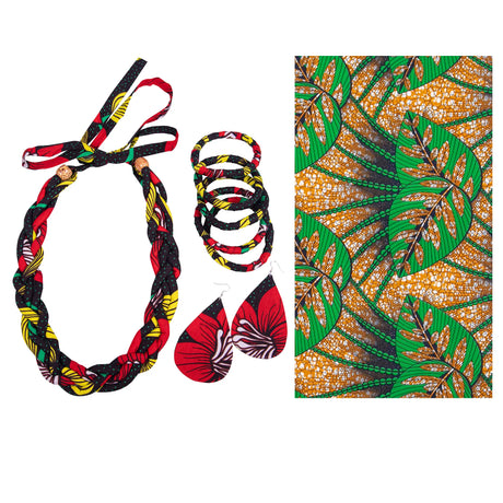 green Ankara Bangles Earrings and Necklaces Set