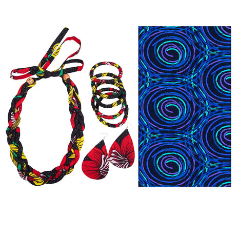 blue Ankara Bangles Earrings and Necklaces Set
