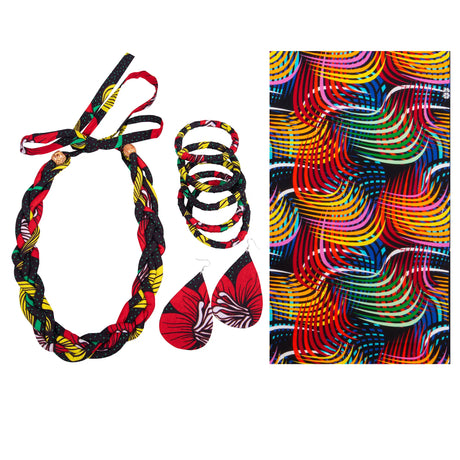 multi color Ankara Bangles Earrings and Necklaces Set