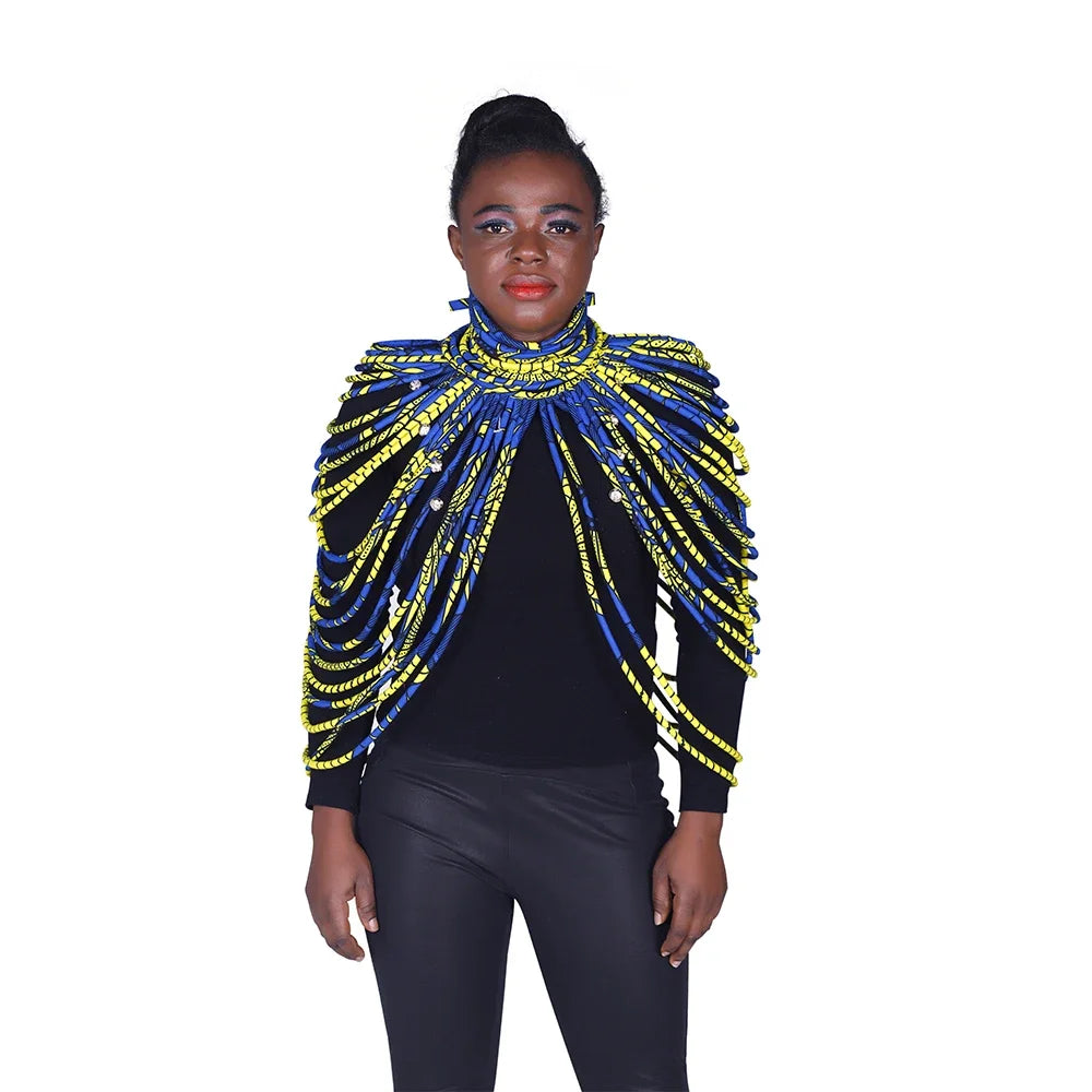 model using Ankara Beautiful Multi Strand Necklace