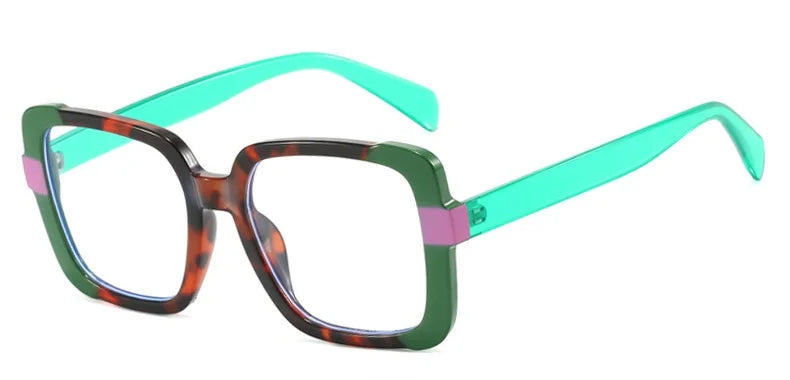 Green Anti-blue Light Optica Square Colorful Eyeglass