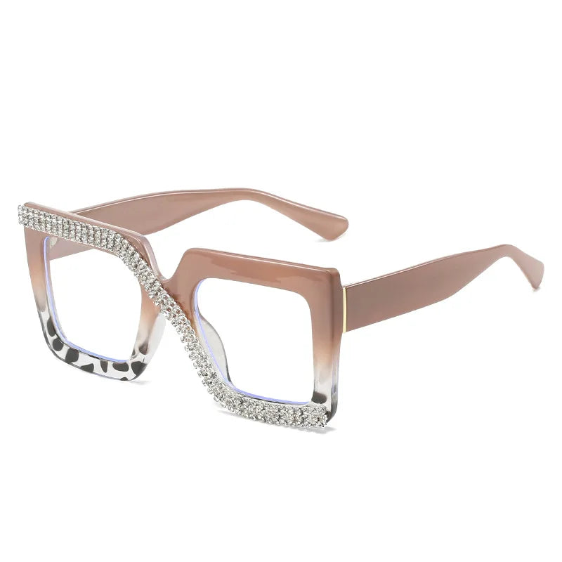 Beige Anti Blue Light Glasses Large Square