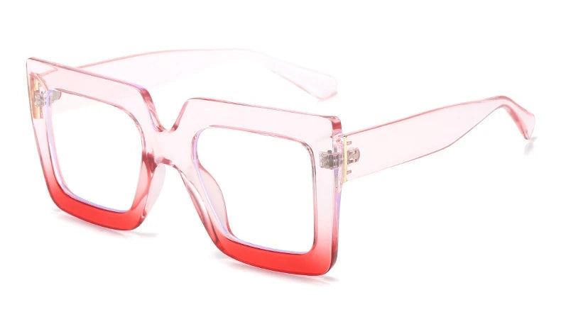 transparent pink Anti Blue Light Glasses Square