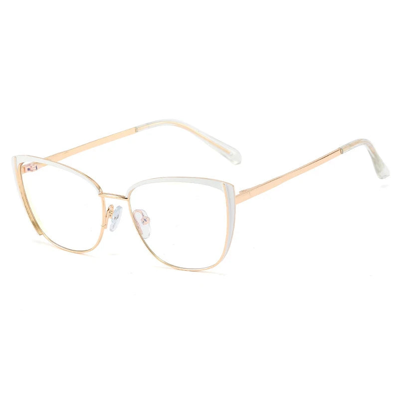 White Anti Blue Light Optical Cat Eye Glasses