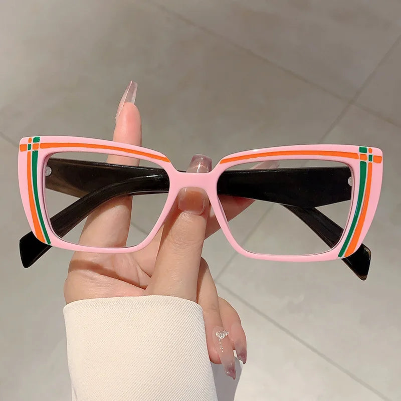 Anti Blue Light Optical Square Glasses pink black