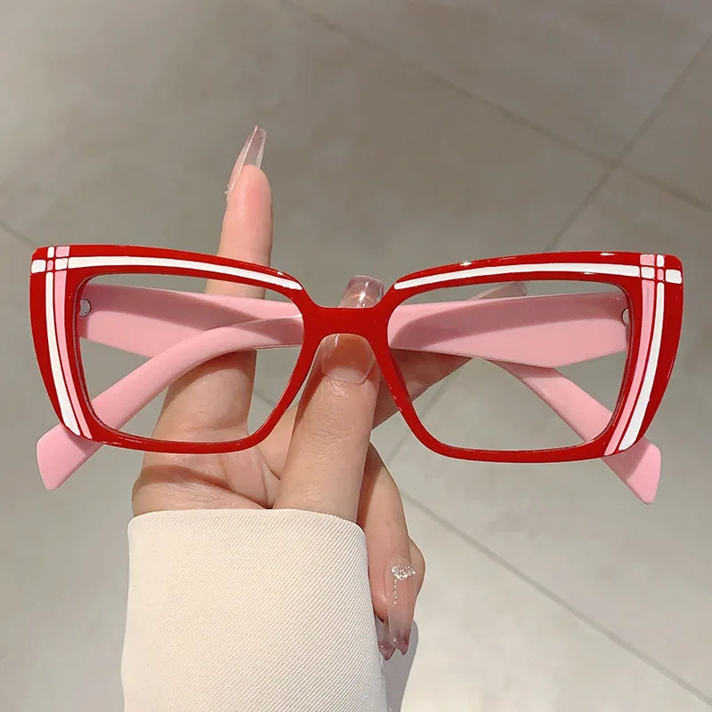 Anti Blue Light Optical Square Glasses red pink