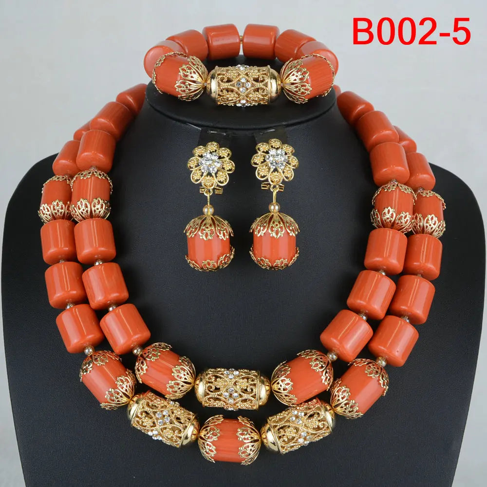 Orange Artificial Coral Beads Jewelry Set