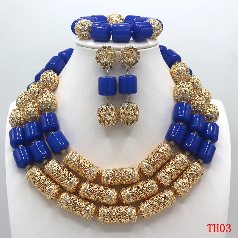 Blue Artificial Coral Beads Jewelry Set