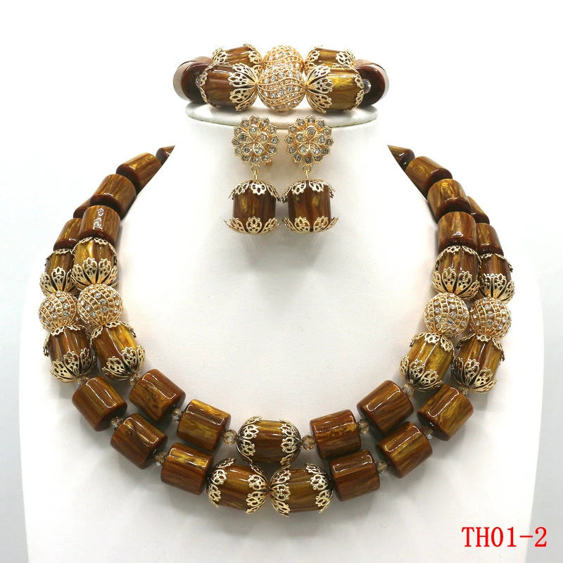 Brown Artificial Coral Beads Jewelry Set