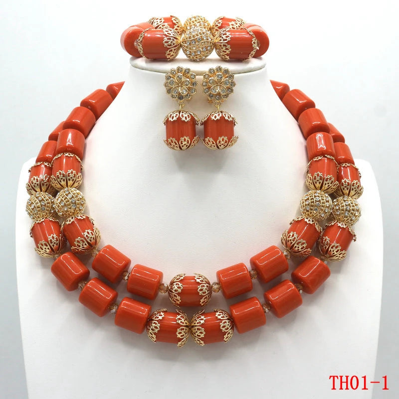 Orange Artificial Coral Beads Jewelry Set