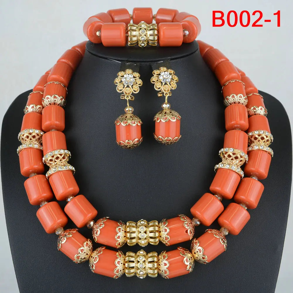 Orange Artificial Coral Beads Jewelry Set