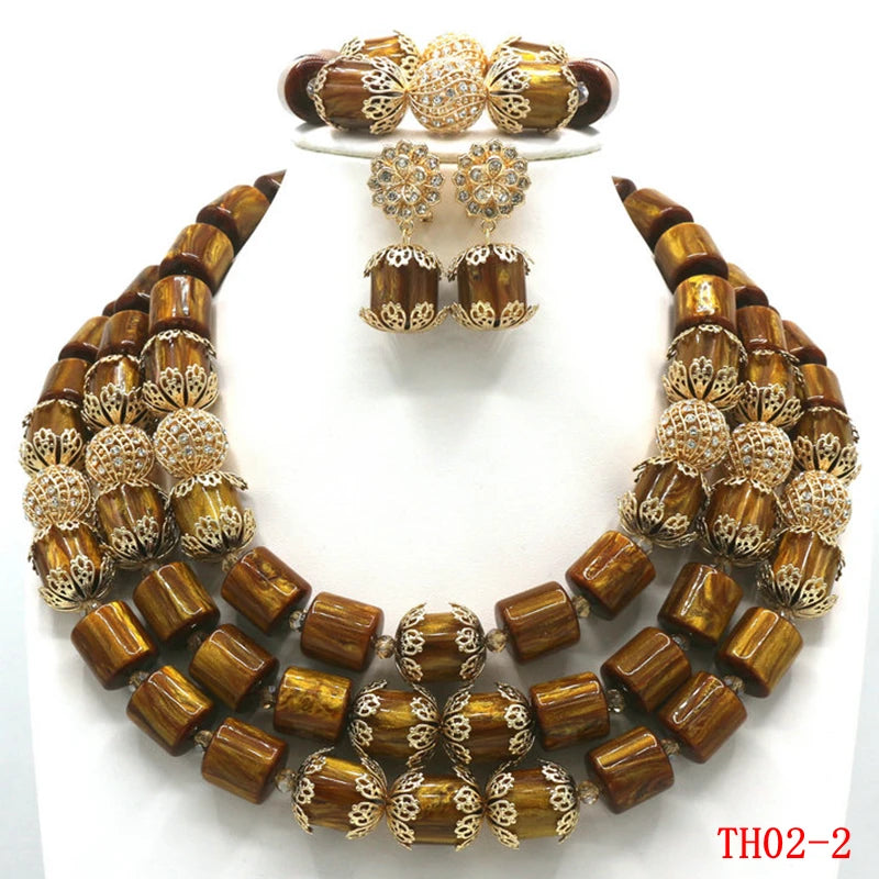 Brown Artificial Coral Beads Jewelry Set