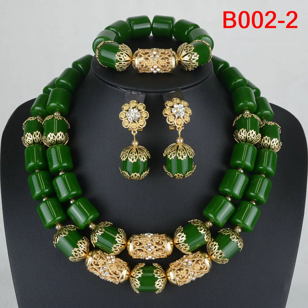 Green Artificial Coral Beads Jewelry Set