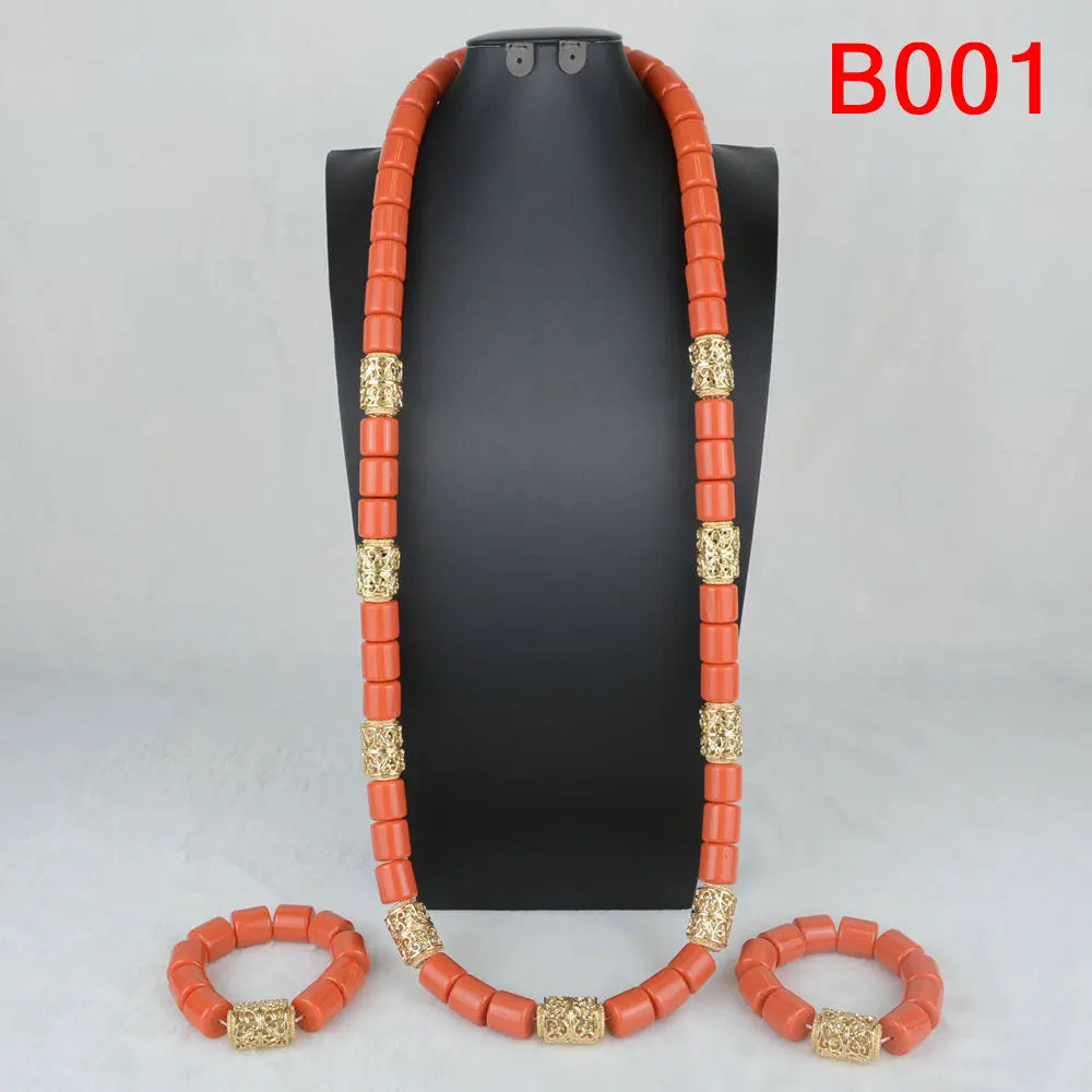 Artificial Coral Beads Jewelry Set