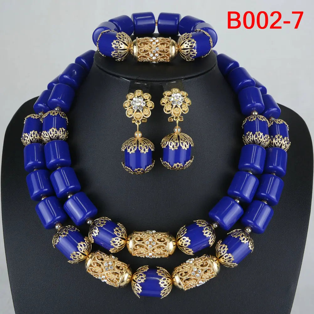 Blue Artificial Coral Beads Jewelry Set