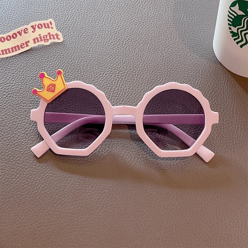Pink Baby Girls Outdoor Cute Striped Polygon UV400 Sunglasses