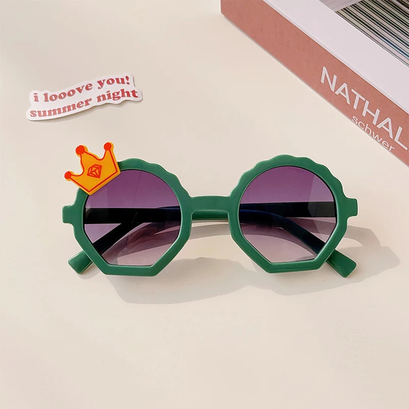 Green Baby Girls Outdoor Cute Striped Polygon UV400 Sunglasses