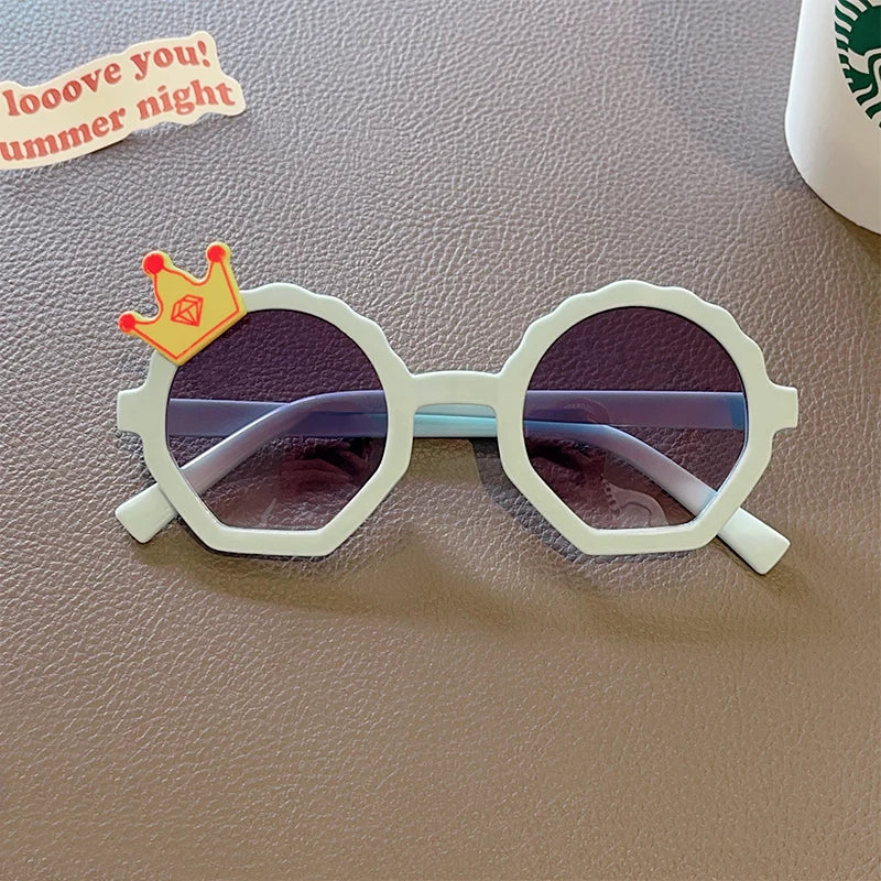 White Baby Girls Outdoor Cute Striped Polygon UV400 Sunglasses