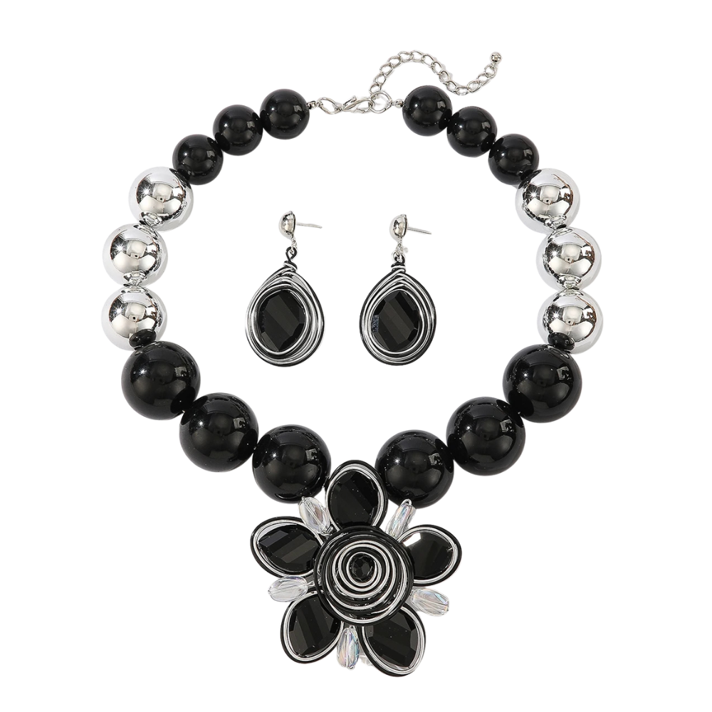 Beads Crystal Aluminum Wire Woven Flower Jewelry Set Trendy Sassy Chick Logo